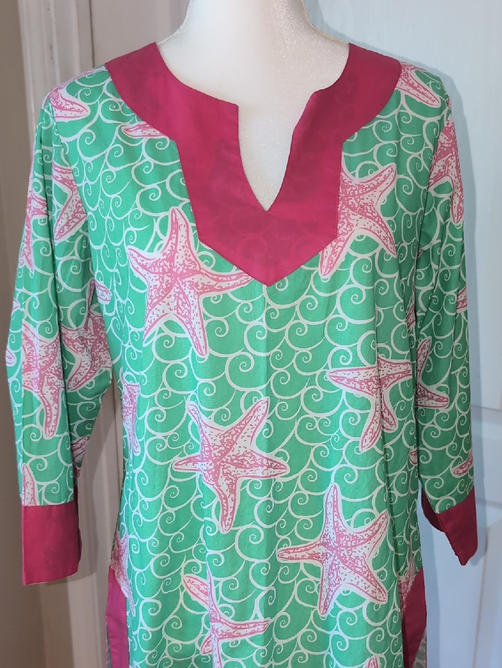 Simply Southern Seafoam/Pink Starfish Swim Cover Up. Beach. Pool. Size Large